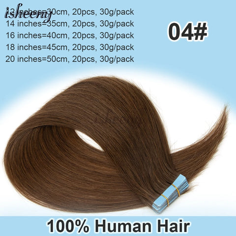 Blonde Invisible Tape in Human Hair Extensions 12-20 inches 20pcs 30g/pack Natural Straight Hair Easy to Wear at Home for Women