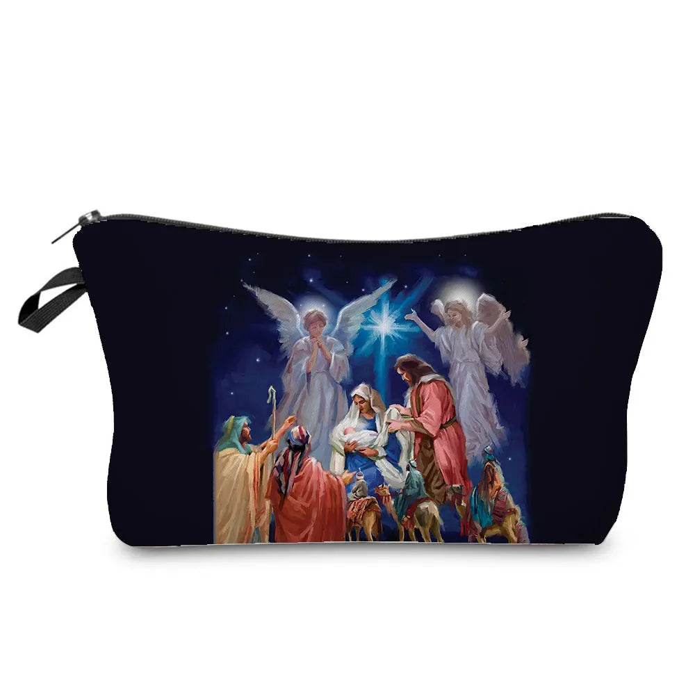 Personally Kind Lady Mom Pattern Women's Cosmetic Bag Customizable Makeup Bags Travel Toiletry Bag Beautiful Goddess Child Print