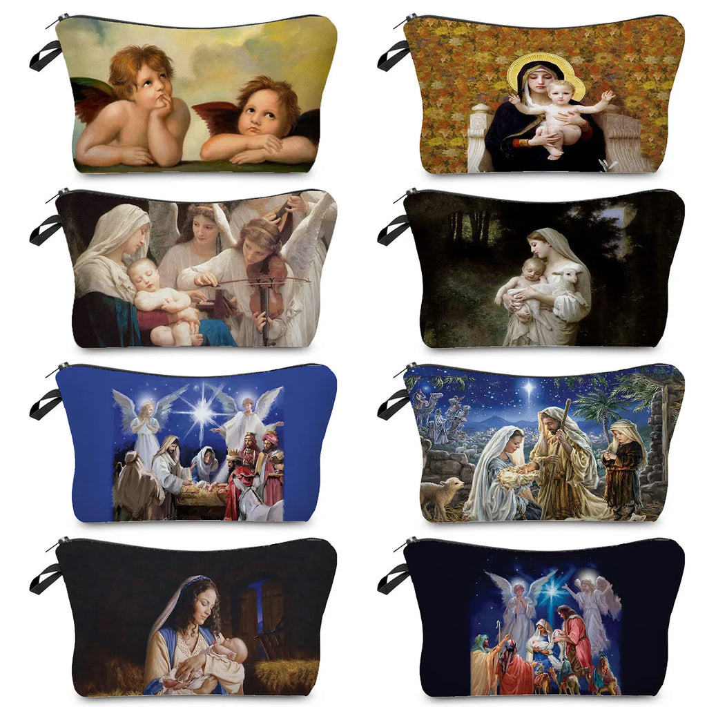 Personally Kind Lady Mom Pattern Women's Cosmetic Bag Customizable Makeup Bags Travel Toiletry Bag Beautiful Goddess Child Print
