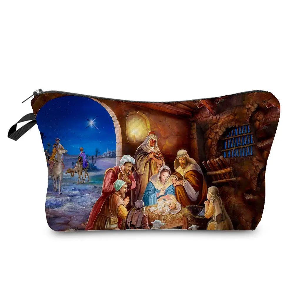 Personally Kind Lady Mom Pattern Women's Cosmetic Bag Customizable Makeup Bags Travel Toiletry Bag Beautiful Goddess Child Print