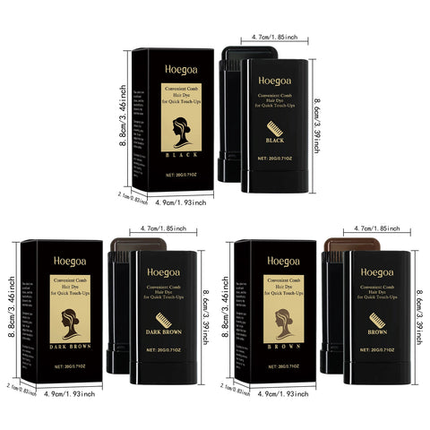 Hoegoa Hair Dyeing Stick Gentle Temporary Coloring Hair Non-irritating Scalp Quick Cover Gray Hairs Convenient Hair Dyeing Stick