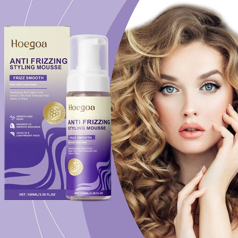 Hoegoa 100ml Curling Hair Styling Mousse Fluffy Hair Long Last Smooth Shine Anti Frizz Natural Volume Moisturizing Hair Mousse