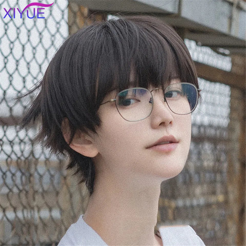 Short Synthetic Men's Breathable Wig Brown Men Boy Short Straight Cosplay Men Party Black Heat Resistant Synthetic Hair Wig