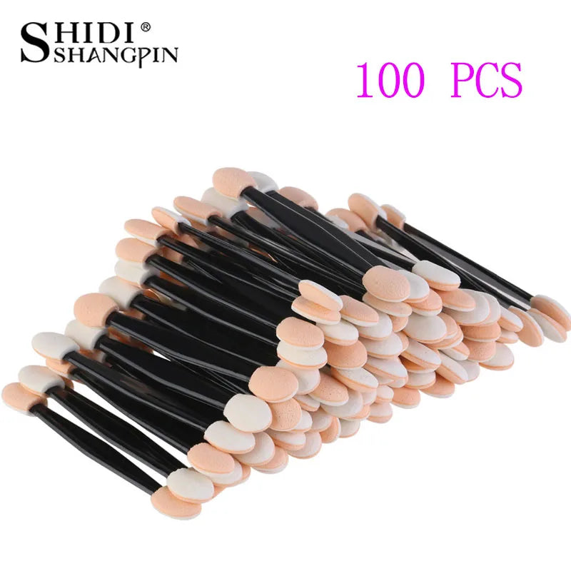 SHIDISHANGPIN 30/50/100PC Eye Shadow Brush Makeup Dual Sided Sponge Nylon Set Eye Shadow Brushes For Cosmetic Applicator Makeup