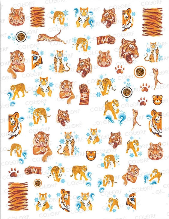 Press on Nails Tiger Symbol Nails Decals Design Fierce Wild Animal Leopard Decoration Manicure Stickers Nails Accessories Tools