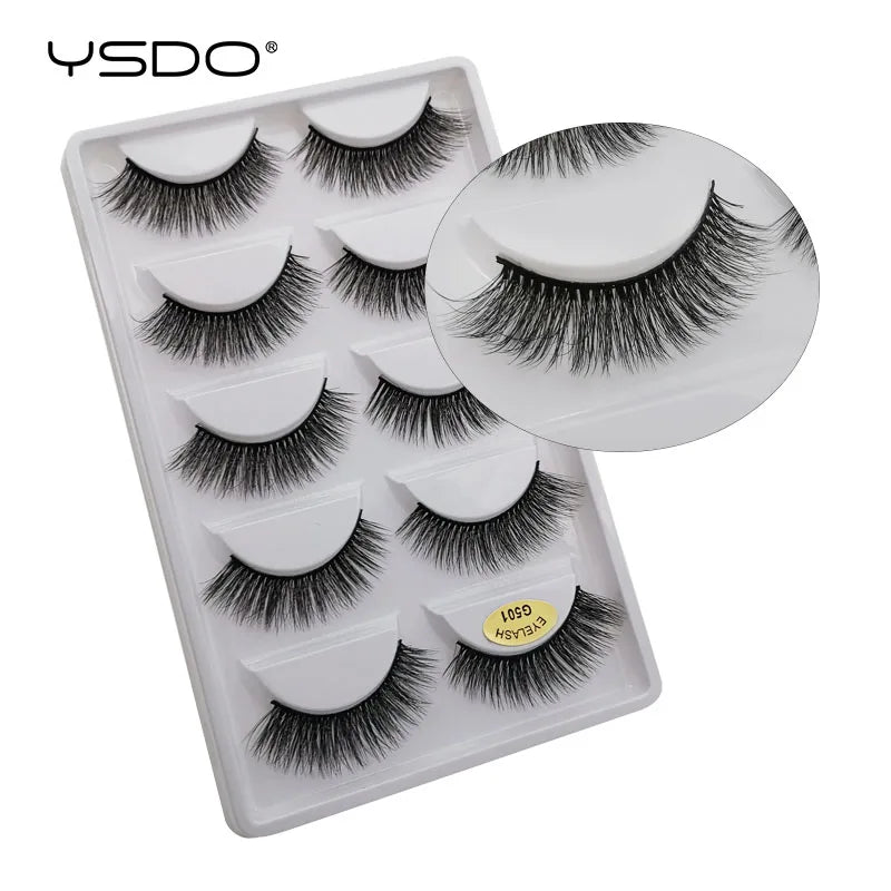 YSDO 5 Pairs Eyelashes Mink Strip Lashes Dramatic Eyelashes Natural 3D Mink Eyelashes Makeup False Eyelashes Cilios Maquiagem
