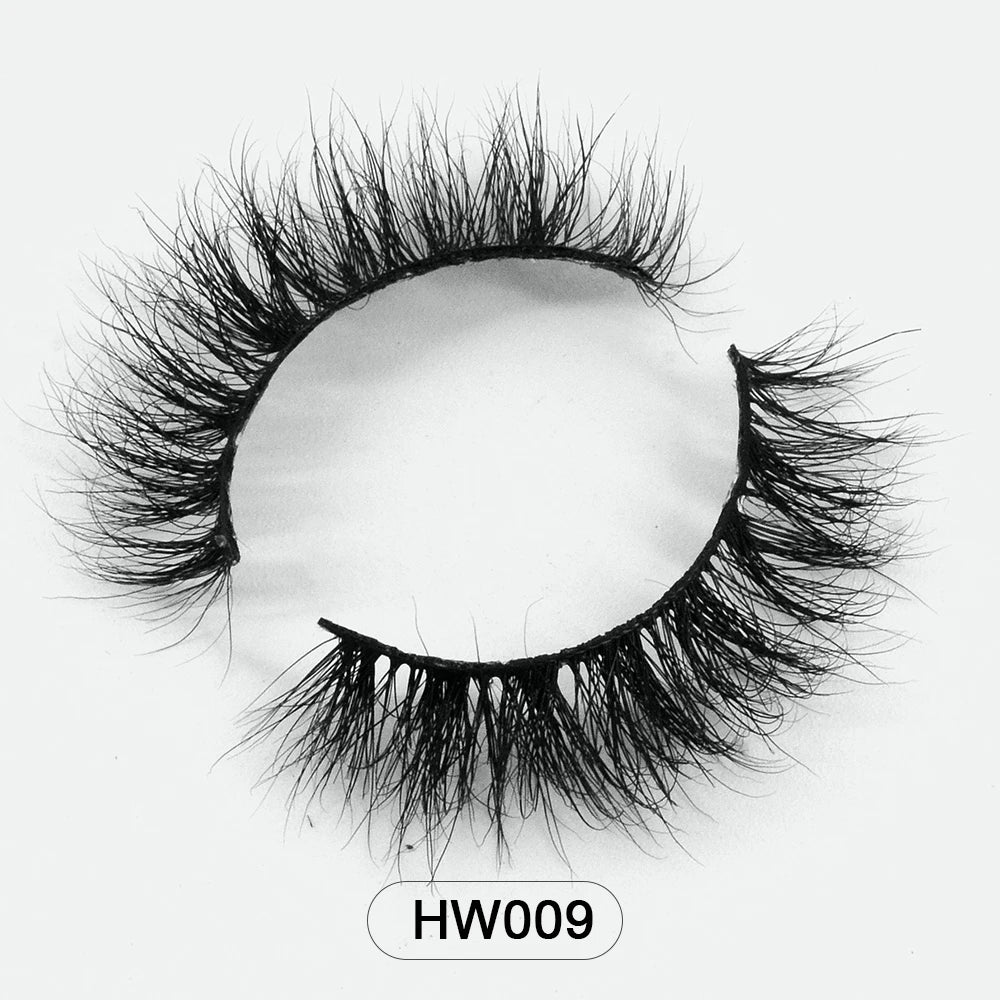 HZJY 10-15mm 3D Real Mink Handmade Crossing Lashes Individual Strip Thick Lash Fake Eyelashes with free paper boxes