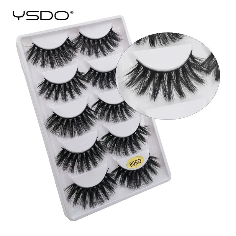 YSDO 5 Pairs Eyelashes Mink Strip Lashes Dramatic Eyelashes Natural 3D Mink Eyelashes Makeup False Eyelashes Cilios Maquiagem