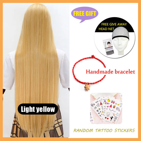HUAYA 100cm Long Straight Wig Synthetic Cosplay Wig for Women Blonde Red Pink Grey Purple 23 Colors False Hair Christmas Wigs