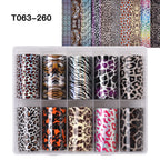 10 Rolls Leopard Print Nail Foils Transfer Paper Amber Nail Art Stickers Snake Skin Manicure Set Decal Animal Nails Decoration