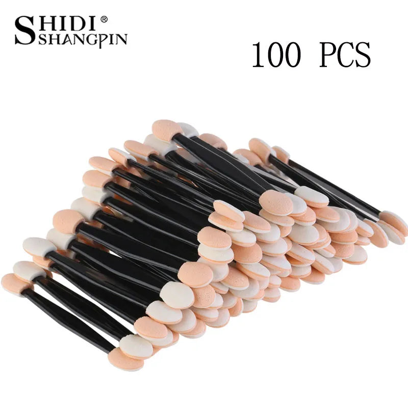 SHIDISHANGPIN 30/50/100PC Eye Shadow Brush Makeup Dual Sided Sponge Nylon Set Eye Shadow Brushes For Cosmetic Applicator Makeup