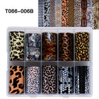 10 Rolls Leopard Print Nail Foils Transfer Paper Amber Nail Art Stickers Snake Skin Manicure Set Decal Animal Nails Decoration