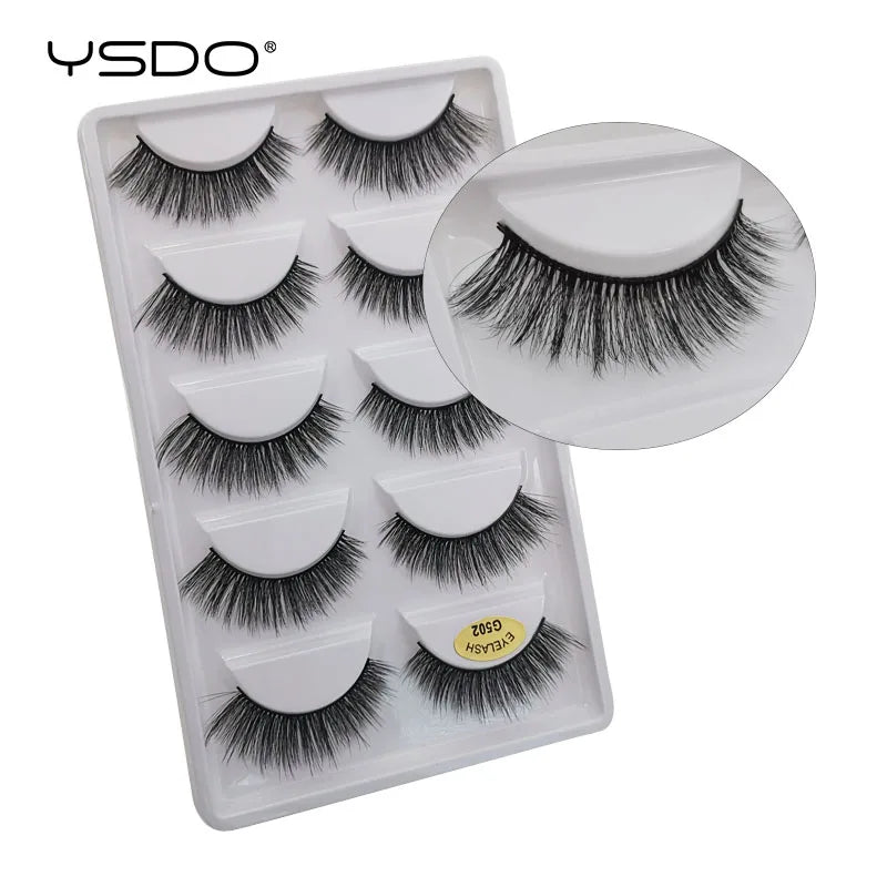 YSDO 5 Pairs Eyelashes Mink Strip Lashes Dramatic Eyelashes Natural 3D Mink Eyelashes Makeup False Eyelashes Cilios Maquiagem