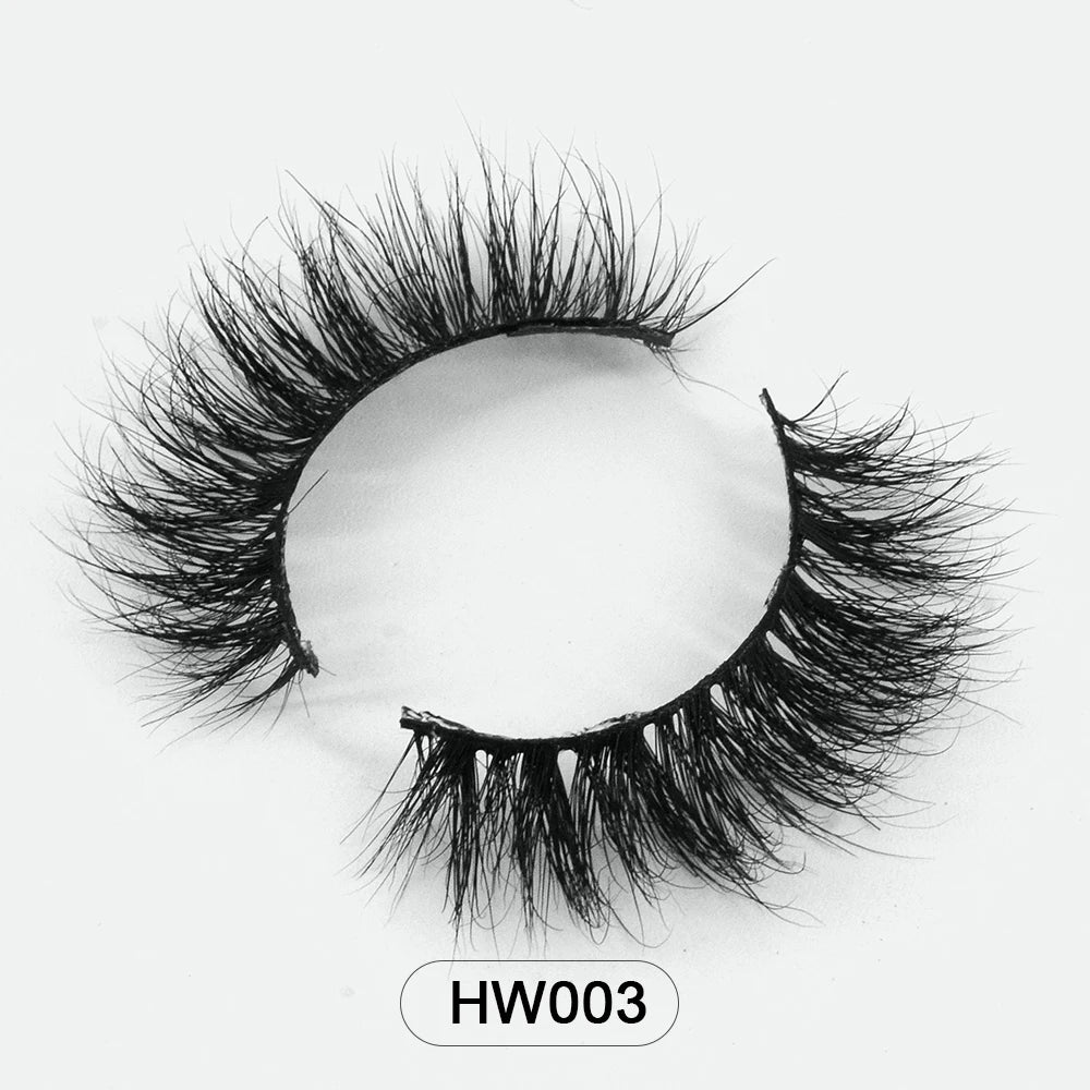 HZJY 10-15mm 3D Real Mink Handmade Crossing Lashes Individual Strip Thick Lash Fake Eyelashes with free paper boxes