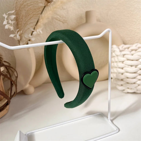 Fashion Korea INS Green Padded Womens Headband Woolen Autumn/Winter Hair Band Headwear Girl Wide Side Hair Hoop Hair Accessories