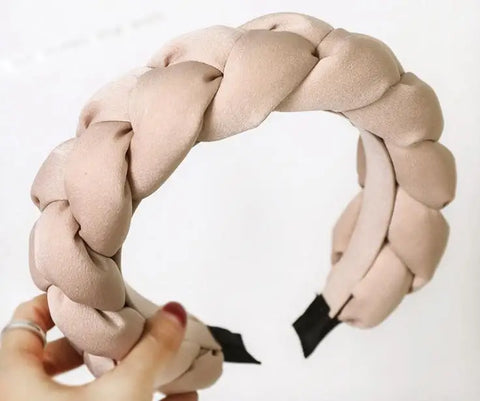 Winter/Autumn Women Thick Braids Headband Solid Adults Headdress Silk Fabric Padded Hairband Wide Hair Hoop Women Hair Ornament