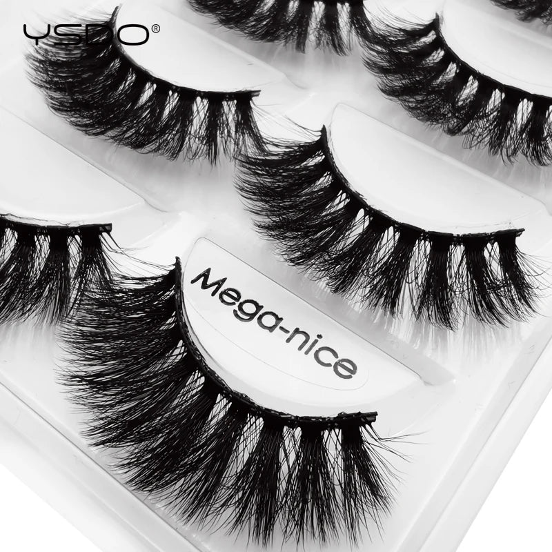 YSDO 5 Pairs Eyelashes Mink Strip Lashes Dramatic Eyelashes Natural 3D Mink Eyelashes Makeup False Eyelashes Cilios Maquiagem