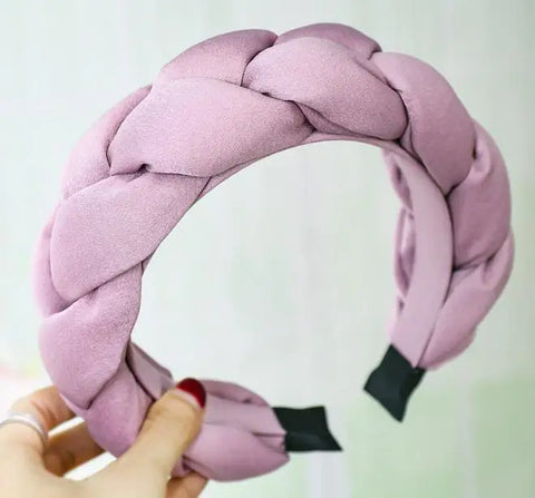 Winter/Autumn Women Thick Braids Headband Solid Adults Headdress Silk Fabric Padded Hairband Wide Hair Hoop Women Hair Ornament