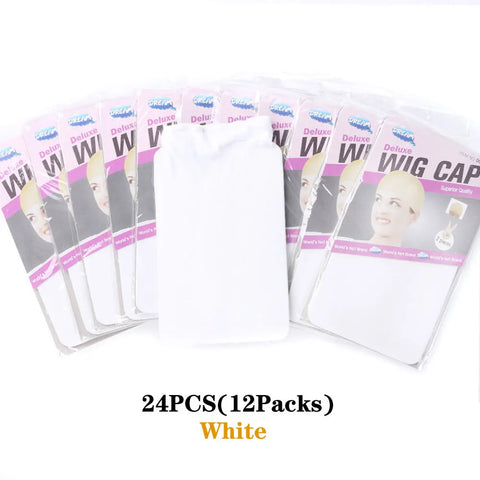 24Pieces (12 Packs) Wig Cap Fashion Stretchable Hair Nets 2Pcs/Pack Stocking Hair Cap Free Size Nylon Mesh Wig Net