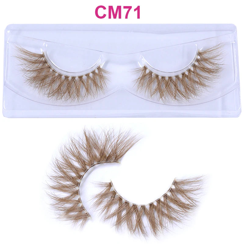 3D 5D Real Mink Strip Fake Colored Eyelashes Pink Green Purple Red Faux Lashes Colorful Rainbow Lashes for Cosplay Halloween