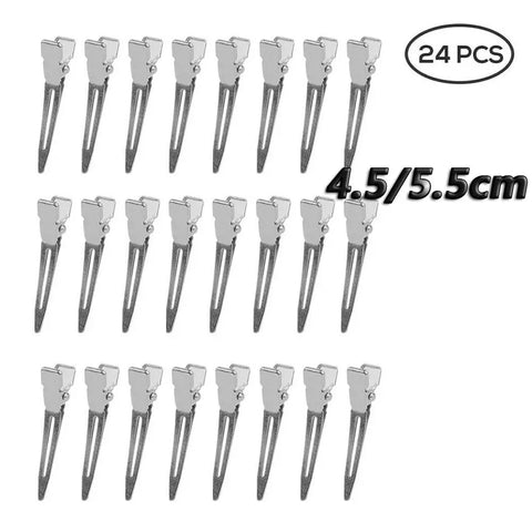 24Pcs New Professional Salon Ladies Curl Clips Metal Silver Seamless Duckbill Clip No Crease Fixed Hair Clip Hairdressing Tools