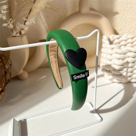 Fashion Korea INS Green Padded Womens Headband Woolen Autumn/Winter Hair Band Headwear Girl Wide Side Hair Hoop Hair Accessories