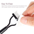 New Black Pink Eyelash Curler Metal Eyelash Brush Comb Portable Lash Separator Foldable Mascara Curl Beauty Makeup Cosmetic Tool