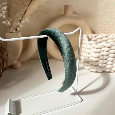 Fashion Korea INS Green Padded Womens Headband Woolen Autumn/Winter Hair Band Headwear Girl Wide Side Hair Hoop Hair Accessories