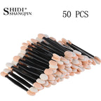 SHIDISHANGPIN 30/50/100PC Eye Shadow Brush Makeup Dual Sided Sponge Nylon Set Eye Shadow Brushes For Cosmetic Applicator Makeup