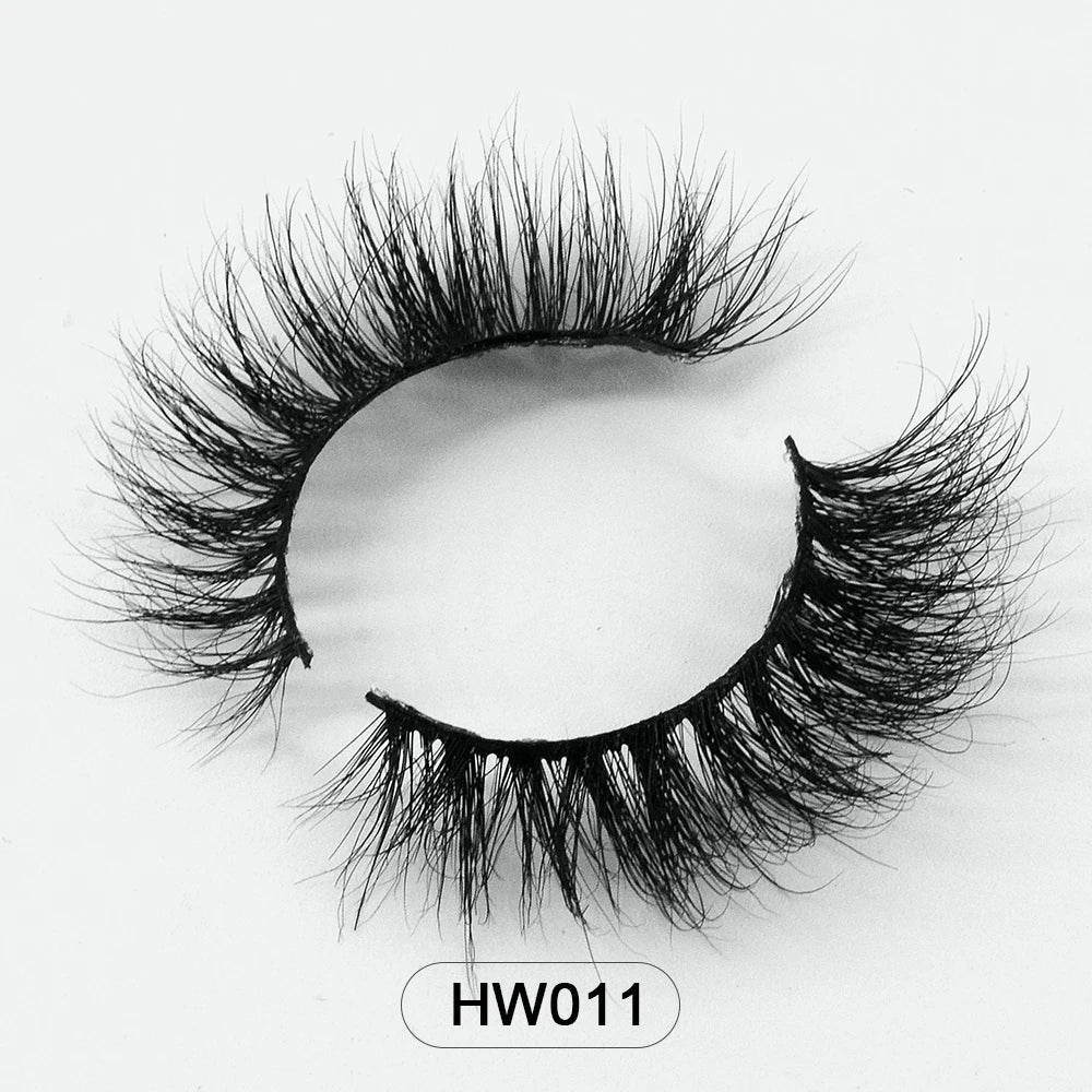 HZJY 10-15mm 3D Real Mink Handmade Crossing Lashes Individual Strip Thick Lash Fake Eyelashes with free paper boxes