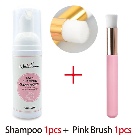 Natuhana 60ml Eyelash Extension Shampoo Mousse False Eyelashes Glue Accessories Lash Cleaning Foam No Stimulation Makeup Tools
