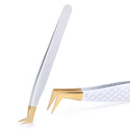 1Pc White-gold Anti-Static Tweezers For Eyelash Extension Eyebrow Stainless Steel Set Beauty Precision Tweezers Makeup Tools