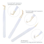 1Pc White-gold Anti-Static Tweezers For Eyelash Extension Eyebrow Stainless Steel Set Beauty Precision Tweezers Makeup Tools