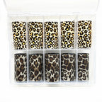 10 Rolls Leopard Print Nail Foils Transfer Paper Amber Nail Art Stickers Snake Skin Manicure Set Decal Animal Nails Decoration