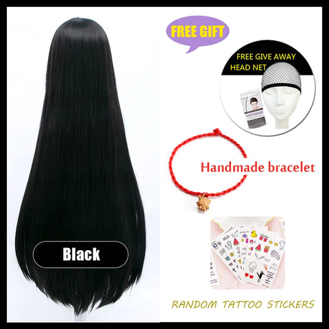 HUAYA 100cm Long Straight Wig Synthetic Cosplay Wig for Women Blonde Red Pink Grey Purple 23 Colors False Hair Christmas Wigs