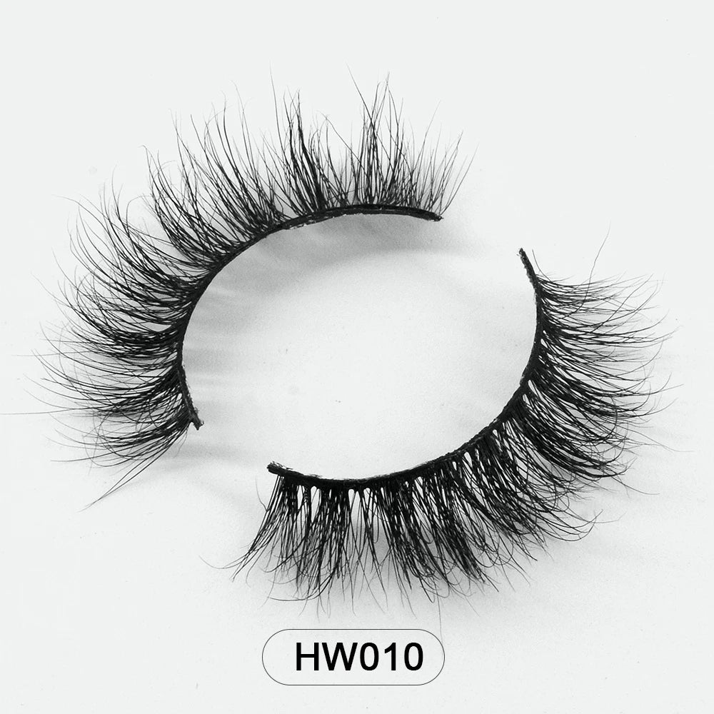 HZJY 10-15mm 3D Real Mink Handmade Crossing Lashes Individual Strip Thick Lash Fake Eyelashes with free paper boxes