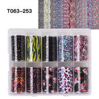 10 Rolls Leopard Print Nail Foils Transfer Paper Amber Nail Art Stickers Snake Skin Manicure Set Decal Animal Nails Decoration