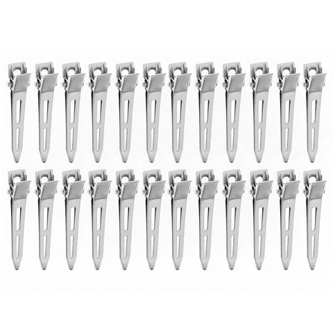 24Pcs New Professional Salon Ladies Curl Clips Metal Silver Seamless Duckbill Clip No Crease Fixed Hair Clip Hairdressing Tools