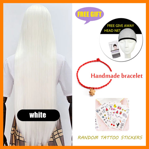 HUAYA 100cm Long Straight Wig Synthetic Cosplay Wig for Women Blonde Red Pink Grey Purple 23 Colors False Hair Christmas Wigs