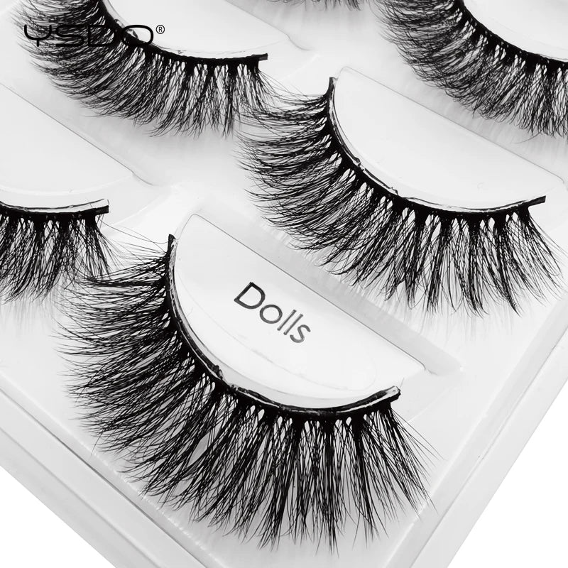 YSDO 5 Pairs Eyelashes Mink Strip Lashes Dramatic Eyelashes Natural 3D Mink Eyelashes Makeup False Eyelashes Cilios Maquiagem