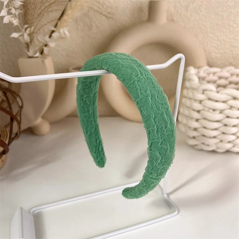 Fashion Korea INS Green Padded Womens Headband Woolen Autumn/Winter Hair Band Headwear Girl Wide Side Hair Hoop Hair Accessories