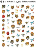 Press on Nails Tiger Symbol Nails Decals Design Fierce Wild Animal Leopard Decoration Manicure Stickers Nails Accessories Tools