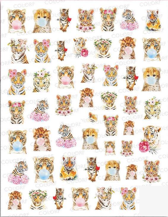 Press on Nails Tiger Symbol Nails Decals Design Fierce Wild Animal Leopard Decoration Manicure Stickers Nails Accessories Tools
