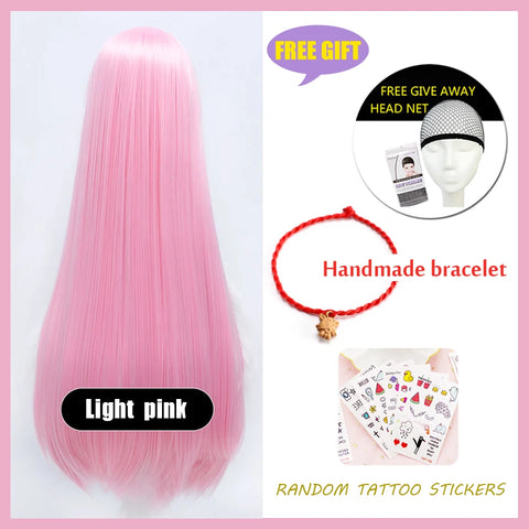 HUAYA 100cm Long Straight Wig Synthetic Cosplay Wig for Women Blonde Red Pink Grey Purple 23 Colors False Hair Christmas Wigs