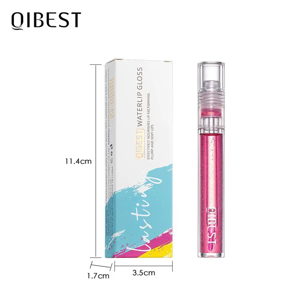 QIBEST Moisturizer Plumper Lip Gloss Long Lasting Transparent Lipgloss Base Watery Luster Glossy Lip Tint Waterproof Lips Makeup