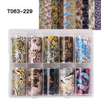 10 Rolls Leopard Print Nail Foils Transfer Paper Amber Nail Art Stickers Snake Skin Manicure Set Decal Animal Nails Decoration