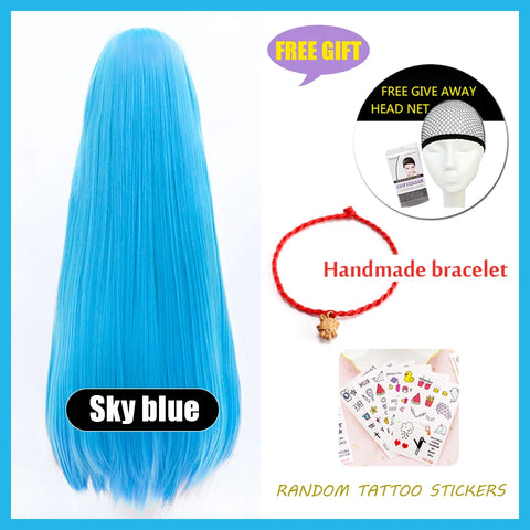 HUAYA 100cm Long Straight Wig Synthetic Cosplay Wig for Women Blonde Red Pink Grey Purple 23 Colors False Hair Christmas Wigs