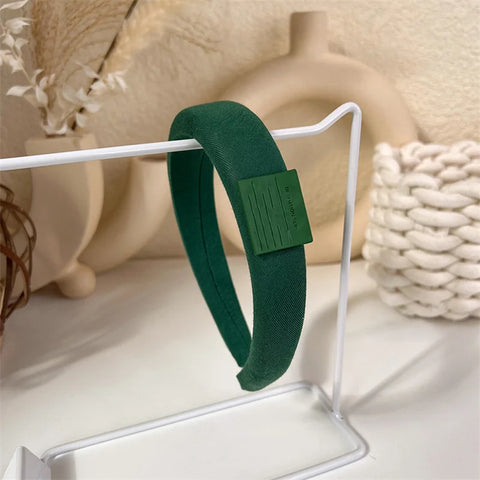 Fashion Korea INS Green Padded Womens Headband Woolen Autumn/Winter Hair Band Headwear Girl Wide Side Hair Hoop Hair Accessories