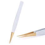 1Pc White-gold Anti-Static Tweezers For Eyelash Extension Eyebrow Stainless Steel Set Beauty Precision Tweezers Makeup Tools
