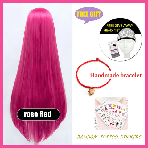 HUAYA 100cm Long Straight Wig Synthetic Cosplay Wig for Women Blonde Red Pink Grey Purple 23 Colors False Hair Christmas Wigs